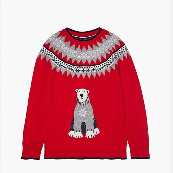 Tommy Hilfiger Women’s Essential Holiday Red Bear Polar Bear Red Sweater - Picture 2 of 8